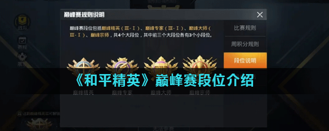 和平精英巅峰赛有什么段位